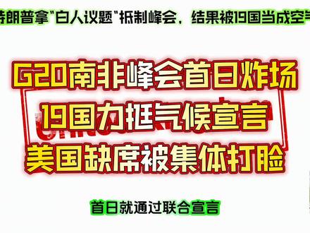 G20南非峰会首日炸场!19国力挺气候宣言