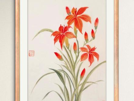 萱草花又称忘忧草,祝伟大的母亲没有忧愁,平安健康 国画萱草花绘画过程详细教学#国画教程#零基础学画画#国画#青年创作者成长计划#百young非遗计划