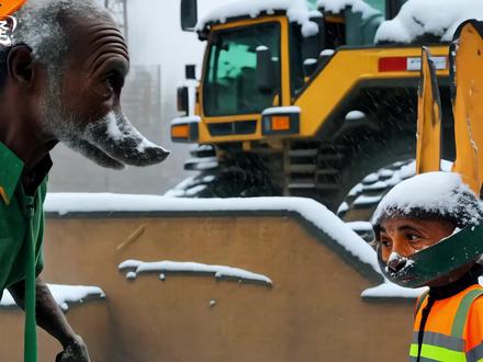 非洲工地下雪版尼克狐尼克与兔子警官 #ai创作#啊怪创作#狐狸先生兔子小姐#疯狂动物城#二次元