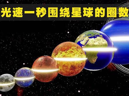 光速一秒可围绕太阳系不同行星旋转的圈数比较