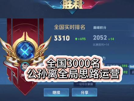 全国3000名公孙离14.5超高评分全局思路运营#公孙离