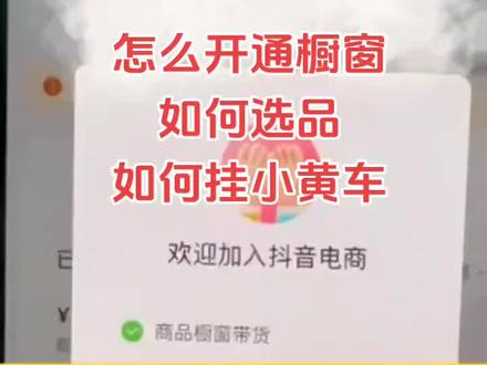 如何开通橱窗,如何选品,如何挂小黄车 #抖音商品橱窗带货攻略