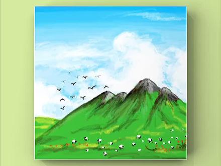 天苍苍,野茫茫。风吹草低见牛羊⛰️🐑#备忘录手绘