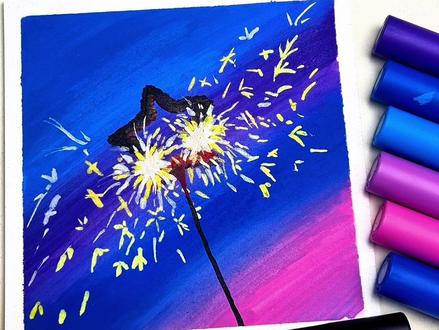 会发光的仙女棒烟花#恩米丙烯马克笔 #画画#仙女棒烟花 #光