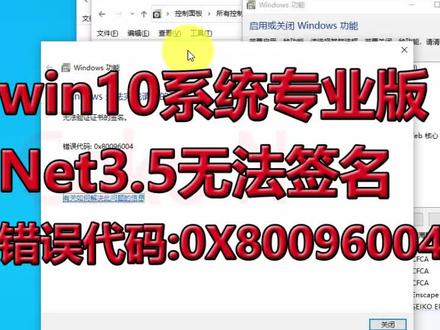 #win10专业版系统 #Net3.5开启失败 ,提示无法验证证书签名, #错误代码0X80096004 #系统组件net
#系统故障修复