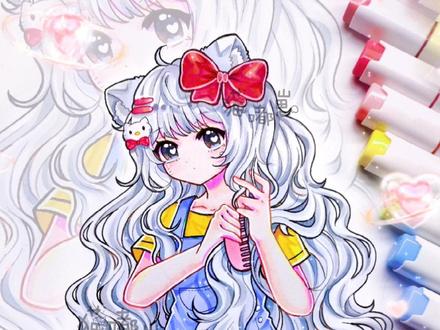 画了一只凯蒂猫#拟人 #手绘 #三丽鸥