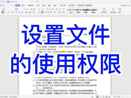 #wps文字设置文件的使用权限#wps教学 #wps文档