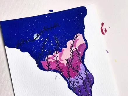 撕坏的纸也能用来画画?#月光#七彩祥云 #丙烯马克笔#画画#真实生活分享计划