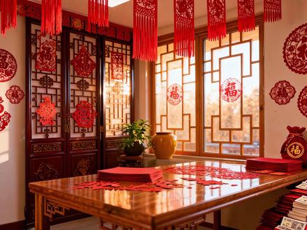 42-54万事如意-LED歌曲舞台背景新年配乐 万事如意春节团圆灯笼福字喜庆传统节日中国风年夜饭贴春联烟花日历红灯笼新年装饰年味传统#建筑#窗花#元宵#秋#春#家庭聚会