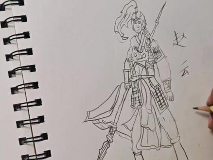 银枪白马+帅气披风,8岁萌娃笔下的“虎威将军”/子龙#三国#三国演义 #三国英雄 #简笔画 #简笔画