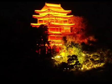 梧州市珠山鹤岗楼夜景。