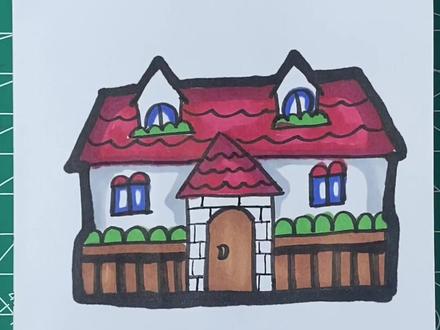 简笔画画豪华大别墅送给你🙈🙈🙈#星河知识计划 #渊博文化星 #抖音青少年 #儿童简笔画 #画房子