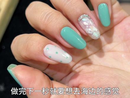 曼波~醋酸💅 #美甲#美甲教程#清新美甲 #薄荷绿美甲款式