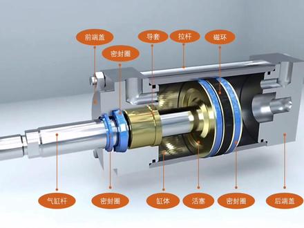 气缸的内部结构及工作原理,单作用气缸内部结构,双作用气缸内部结构,气缸组成部分#机械设计 #机械设备 #自动化 #气动 #干货分享