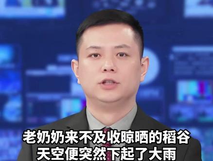 老奶奶来不及收晾晒的稻谷,天空便突然下起了大雨,一群学生见状主动上前帮忙#教育#正能量Ψ2AQR