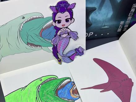 都是牙齿,怎么能找布鲁做朋友呢, 还是找可爱的宇宙红鱼做朋友安全点#深海巨兽 #描摹本 #自学画画 #兴趣爱好 #深海巨兽描摹本