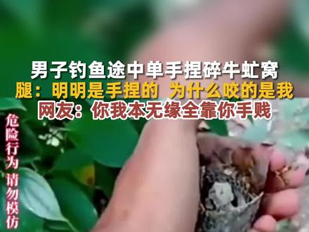 男子钓鱼途中单手捏碎牛虻窝,腿:明明是手捏的 为什么咬的是我,网友:你我本无缘全靠你手贱......