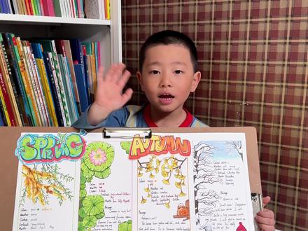 用英语介绍四季——The four sensons 绘画内容:妈妈手绘 4K白卡纸+马克笔
英文内容:
《The four seasons》
Spring is very warm. All the flowers are in bloom, presenting a variety of colors. I can fly kites in the park. I also enjoy cycling outdoors.
Summer is very hot! It's my favorite season. Because I can eat delicious ice cream and my favorite watermelons. My parents will also take me to the seaside for a vacation. There is also the Children's Day on June 1st.
Autumn is very cool. The leaves turn yellow and red, and then fall down. Thus it will become very beautiful. I like jumping on the fallen leaves. My birthday is in autumn. My parents will celebrate my birthday for me, and I feel very happy.
Winter is very cold. It will snow! Everywhere will turn white. I will build a big snowman with my friends.
I like all the seasons! Which season do you like best?
#英语手抄报#英语思维导图 #儿童英语启蒙 #宝宝说英语 #bmx小车手