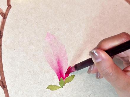 来一起画春天的玉兰花#跟着抖音学画画 #国画教程 #没骨画 #玉兰花 #百young非遗计划