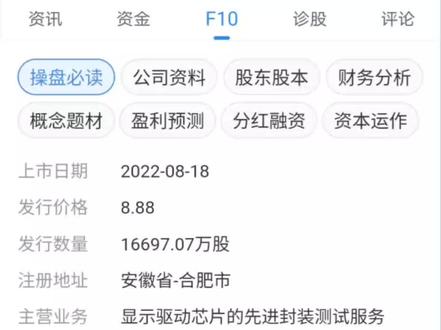 #每日一股 合肥的显示驱动芯片先进封装测试服务公司#汇成股份