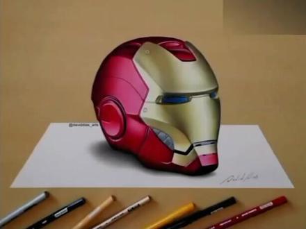 教你怎么画漫威钢铁侠立体头盔。