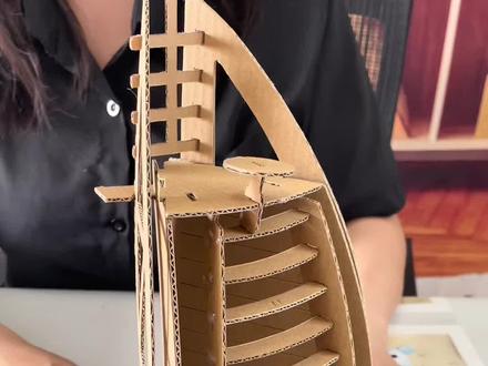 迪拜帆船酒店模型3d立体拼图瓦楞纸板手工制作#亲子手工 #手工diy