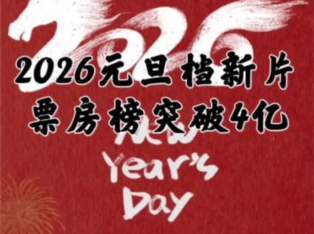 【2026元旦档新片票房榜突破4亿】——据猫眼专业版实时数据显示,截至1月2日18时12分,2026年贺岁档(1月1日-1月3日)总票房(含预售及点映)突破4亿。值得注意的是从2026元旦档新片票房TOP10榜单来看,影片《匿杀》以1.658亿票房成绩领跑元旦档票房榜;《寻秦记》以1.2亿票房成绩位列第二席,《用武之地》以4320万排名第三位。另外,影片《他年她日》、《海绵宝宝:深海大冒险》、《过家家》、《星际变种》、《2026年维也纳新年音乐会影院直播活动》、《一路福星》、《我的的士爸爸》等7部影片分别位列榜单第四至第十席且没有一部影片票房过亿。此外,在宣发日冠榜方面,《飞驰人生3》获得猫眼想看日冠,《得闲谨制》获得微博曝光日冠,《匿杀》则获得抖音日冠、《阿凡达3》获得小红书曝光日冠。元旦新年假期,继2025贺岁档票房榜争夺大战之后,元旦档又展开了激烈的竞争。元旦档中国电影票房角逐,无疑为电影产业加快复苏,持续发力起到了积极的推进和消费信心提振作用。那么,根据你的喜好和观影感受,你认为哪一部元旦档影片是你心目中的最佳作品?欢迎评论区聊聊……