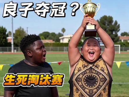良子获得淘汰赛冠军?过期红牛威力太大了 无意肘飞小黑哥约翰?#良子 #大胃袋 #跑步 #肘子