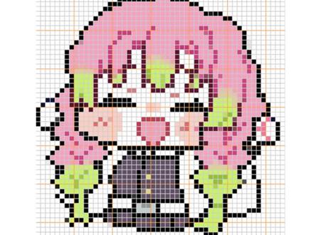 你们要的蜜璃来了!#我染上了拼豆 #鬼灭之刃 #像素画 #拼豆图纸