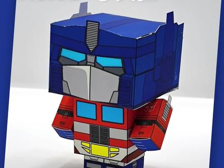 变形金刚擎天柱的免胶版方块人,纸盒人纸模型#手工 #手工diy #纸模型 #亲子手工 #变形金刚