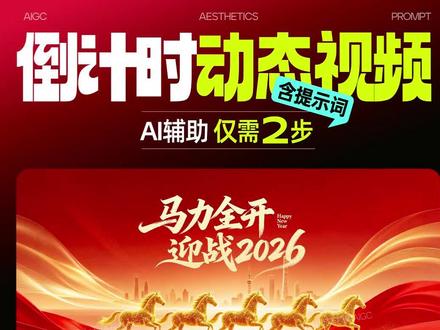 #ai绘画 🌈2步搞定‼️新手如何做倒计时视频✅附提示词
💥不会 AE 也能做动态视频!小白零门槛拿捏年会倒计时视频✨,这里借助JI ✨ meng。
📝附上步骤 + 提示词
步骤①背景图制作,使用视频提示词可直出倒计时背景图
步骤②将背景图依次添加到对话框,zhi能多帧可直出视频
👍这个方法可以快速搞定年会各类动态视频,省时又出片~
#今年春节用AI#倒计时视频#一站式AI创作工作台#AI六边形战士