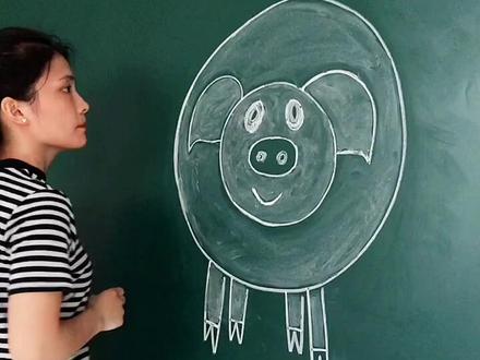 三个圆教你画猪猪侠😄#简笔画 #粉笔画