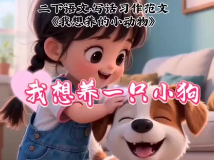 二下语文写话习作《我想养一只小狗》 #二年级语文下册 第七单元·写话习作范文《我想养的小动物》#同步作文 #范文#二年级#二年级语文