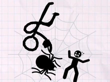 #画线火柴人 #小游戏 这么大的蜘蛛你见过吗