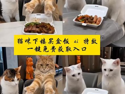 猫咪下楼买盒饭 ai 特效免费获取入口来了#剪映 猫咪下楼买盒饭ai视频制作教程 #双猫干饭 #两个大馋猫 #萌宠出道计划 #宠物猫剧情