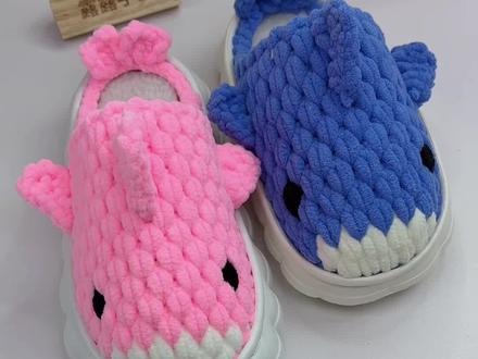 小鲨鱼教程三#手工diy #手工 #手工钩织拖鞋