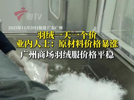 近日,有羽绒市场行业业内人士透露,羽绒一天一个价,最近鸭绒和鹅绒的原料价上涨,可能导致羽绒服迎来“涨价狂潮”。记者今日走访市场了解情况,有品牌服装店店长表示,他们所售的羽绒服“绒子含量”大多在95%,根据不同的的款式,价格在1000元至3000元不等,目前羽绒服成品的价格趋于稳定。(广东台记者 李乐图)