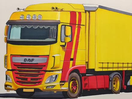 画一辆欧洲达夫厢式半挂牵引车 #画画 #半挂车 #重卡