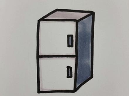 30秒学会画双开门冰箱#一起学画画 #跟着抖音学画画 #画画 #手绘 #画立体图形