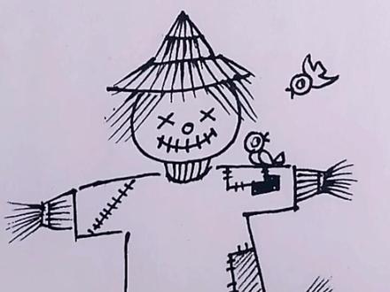 #简笔画#创作灵感 简笔画稻草人