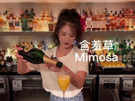 鸡尾酒—含羞草Mimosa,早午餐野游的首选Brunch鸡尾酒🍹#香槟鸡尾酒 #调酒师 #调酒日记 #小酒喝起来 #仙女都在喝什么