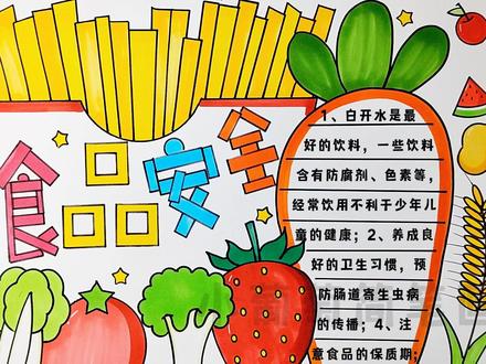 食品安全手抄报,简单好看,有线稿可打印喔#食品安全 #手抄报 #食品安全手抄报 #抖音921好物节 #健康饮食