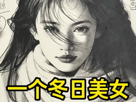 一个冬日美女的诞生! #素描 #素描头像 #零基础学画画 #手绘 #绘画教程