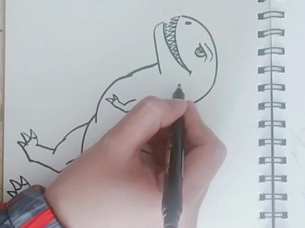 【简笔画】教你快速画一只霸王龙#霸王龙 #简笔画 #儿童美术 #创意美术