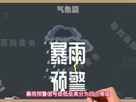 暴雨预警信号分几个等级分别用什么颜色表示,暴雨天气防御措施#萌知计划 #涨知识 #暴雨 @DOU+小助手 @抖音青少年 蓝色暴雨预警,黄色暴雨预警,橙色暴雨预警,红色暴雨预警