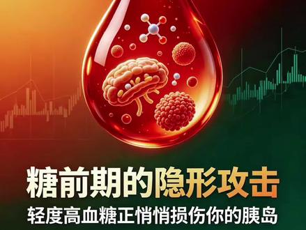 糖前期的隐形攻击——轻度高血糖正悄悄损伤你的胰岛 #创作者中心 #创作灵感 抓住糖尿病前期的黄金逆转期
我国每3个成年人就有1个处于糖尿病前期,胰岛功能可能已损失超一半。本期用权威数据讲透糖尿病前期,解析轻度高血糖如何伤胰岛,识别身体求救信号,教你科学保住胰岛功能,把血糖拉回安全线。#糖前期 #控糖 #糖友