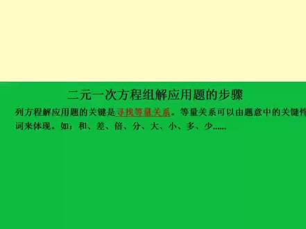 初中数学:二元一次方程组解应用题的一般步骤。 #初中数学 #知识点总结 #数学思维 #基础差的学生如何逆袭