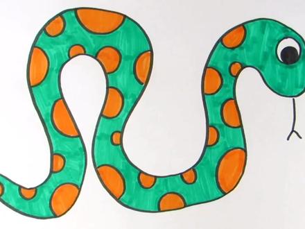 和我一起学画画,今天我们来画一条蛇! #马克笔儿童画 #儿童画 #儿童绘画 #色彩画 #少儿绘画 #马克笔画