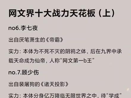 网文界战力天花板(接受反驳,纯属娱乐)~#小说