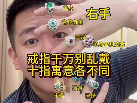 戒指戴在不同手指上的寓意,你知道几个?#戒指 #钻戒 #钻戒定制 #定制钻戒